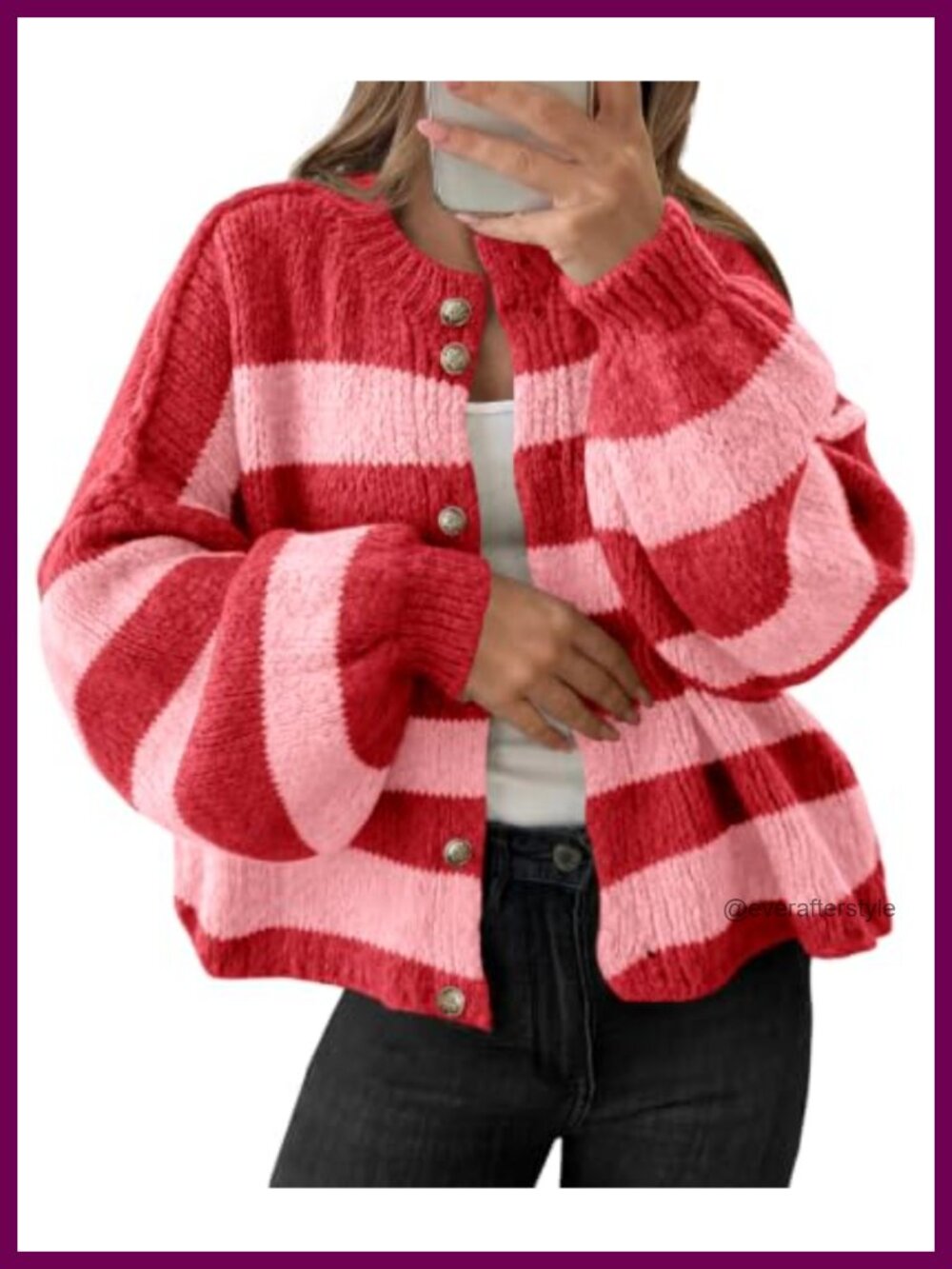 Oversized Chunky Knit Button Cardigan Sweater Coat Lantern Sleeve